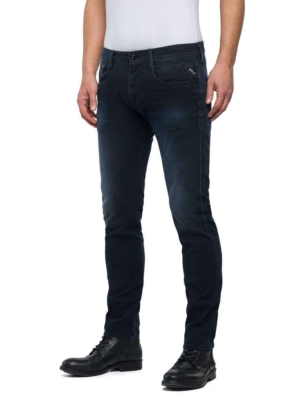 Replay Mens Hyperflex Slim Fit Jeans Blue In Size 28w | Desertcart